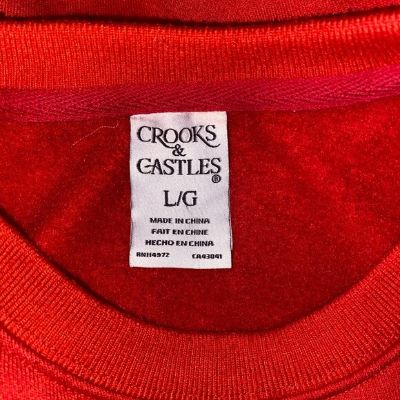 Crooks and Castles Red Logo Accented Crewneck Pullover Mens Large - Picture 5 of 5